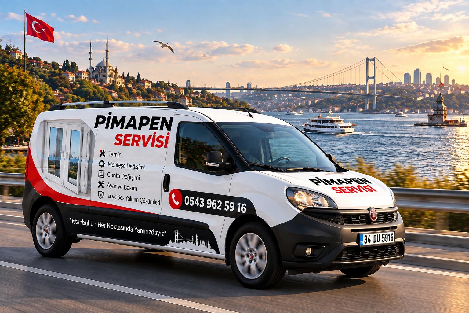 Pimapen tamiri ve Pimapen servisi için İstanbul Boğazı manzaralı servis aracı