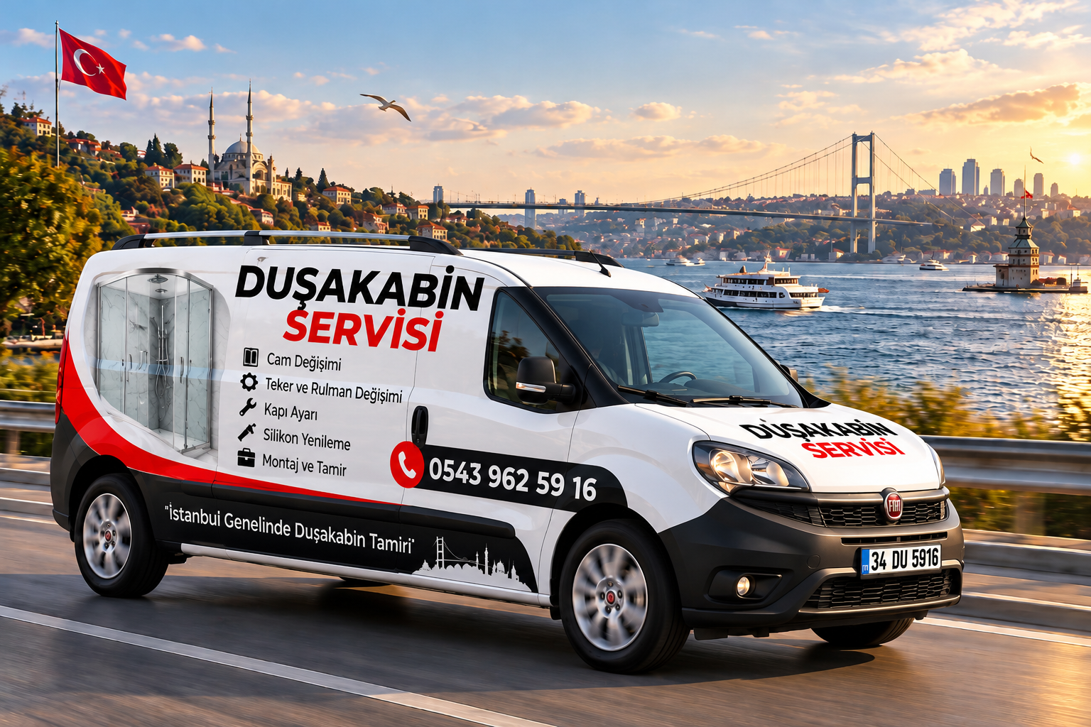 İstanbul duşakabin servisi aracı – cam değişimi, teker ve rulman değişimi, kapı ayarı ve silikon yenileme
